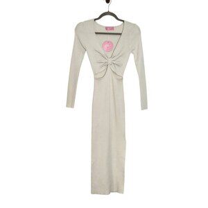 Lilly's Kloset Cream Ribbed Knit Bodycon Midi Dress NWT Size Medium